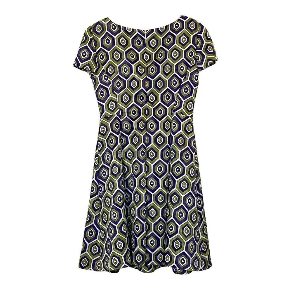 Prada Fall/Winter 2012 Geometric Silk Fit & Flare Short Sleeve Dress Sz. 40 - Picture 5 of 11